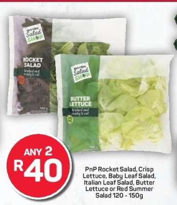 PnP Rocket Salad, Crisp Lettuce, Baby Leaf Salad, Italian Leaf Salad, Butter Lettuce or Red Summer Salad