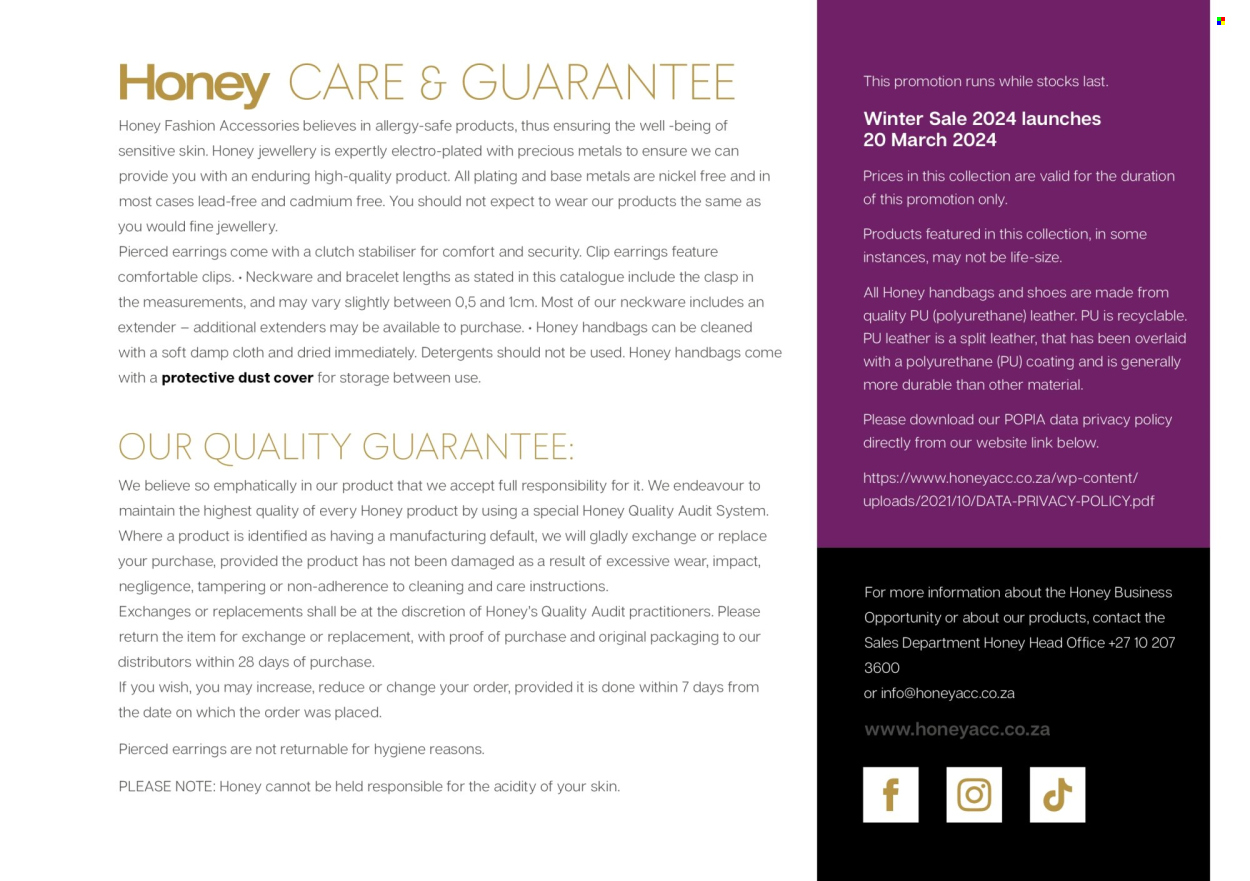 Honey specials. Page 1