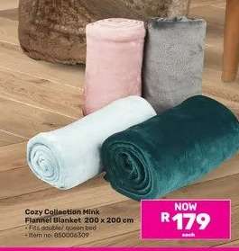 Cozy Collection Mink Flannel Blanket 200 x 200cm-Each