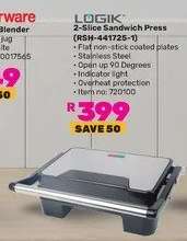 Logik 2 Slice Sandwich Press RSH-441725-1