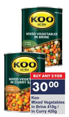 Koo Mixed Vegetables in Brine 410g / in Curry 420g