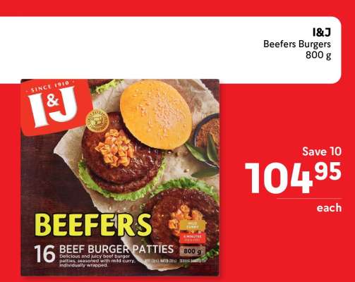 I&J Beefers Burgers 800 g