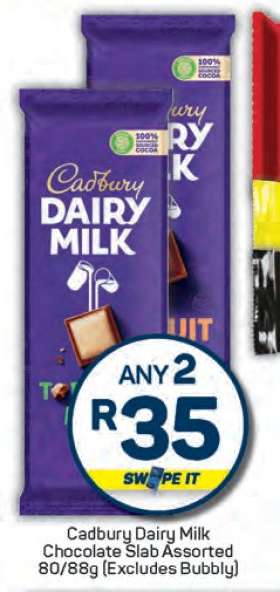 Cadbury Dairy Milk Chocolate Slab Assorted 80/88g