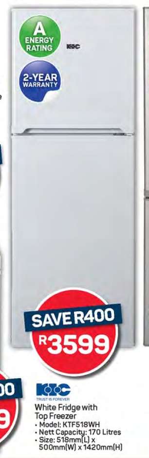 White Fridge with Top Freezer