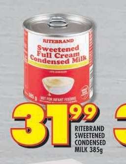 RITEBRAND SWEETENED CONDENSED MILK 385g