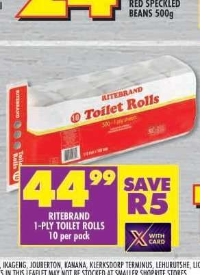 RITEBRAND 1-PLY TOILET ROLLS