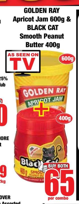 GOLDEN RAY Apricot Jam 600g & BLACK CAT Smooth Peanut Butter 400g