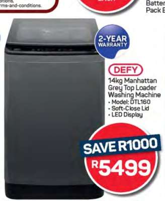 DEFY 14kg Manhattan Grey Top Loader Washing Machine