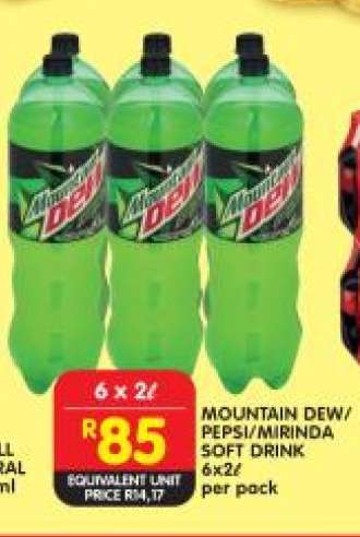 MOUNTAIN DEW/PEPSI/MIRINDA SOFT DRINK 6x2ℓ