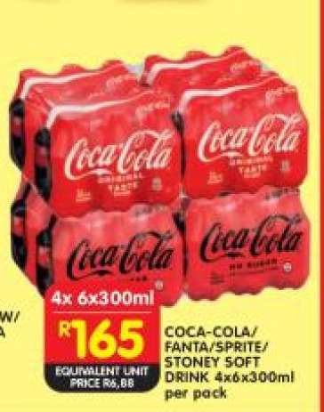 COCA-COLA/FANTA/SPRITE/STONEY SOFT DRINK 4x6x300ml per pack