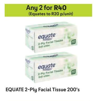 EQUATE 2-Ply Facial Tissue 200's