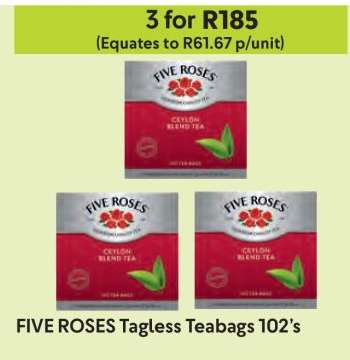 FIVE ROSES Tagless Teabags 102's