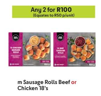m Sausage Rolls Beef or Chicken 18's