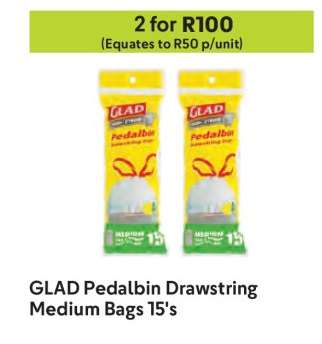 GLAD Pedalbin Drawstring Medium Bags 15's
