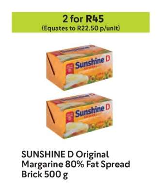 SUNSHINE D Original Margarine 80% Fat Spread Brick 500 g