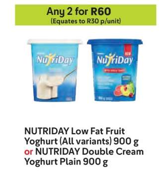 NUTRIDAY Low Fat Fruit Yoghurt or NUTRIDAY Double Cream Yoghurt