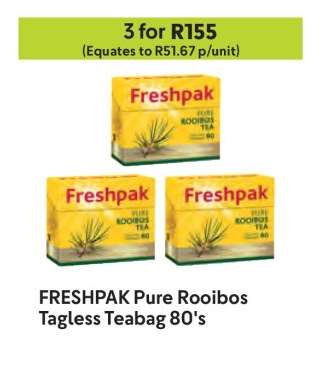 FRESHPAK Pure Rooibos Tagless Teabag 80's