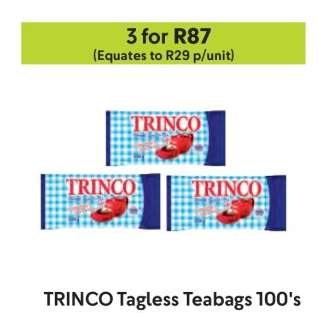 TRINCO Tagless Teabags 100's
