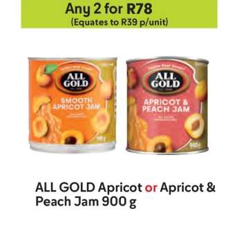 ALL GOLD Apricot or Apricot & Peach Jam 900 g