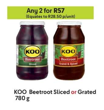 KOO Beetroot Sliced or Grated 780 g