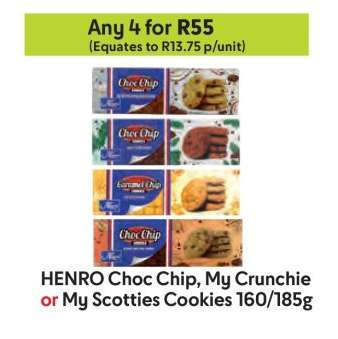 HENRO Choc Chip, My Crunchie or My Scotties Cookies 160/185g