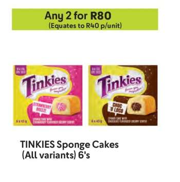 TINKIES Sponge Cakes (All variants) 6's