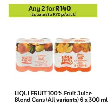 LIQUI FRUIT 100% Fruit Juice Blend Cans (All variants) 6 x 300 ml