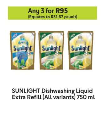 SUNLIGHT Dishwashing Liquid Extra Refill (All variants) 750 ml