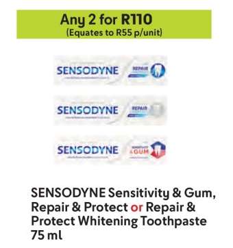 SENSODYNE Sensitivity & Gum, Repair & Protect or Repair & Protect Whitening Toothpaste 75 ml