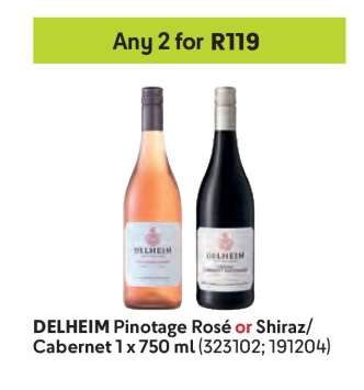 DELHEIM Pinotage Rosé or Shiraz/Cabernet
