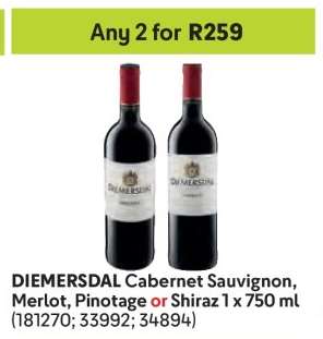 DIEMERSDAL Cabernet Sauvignon, Merlot, Pinotage or Shiraz