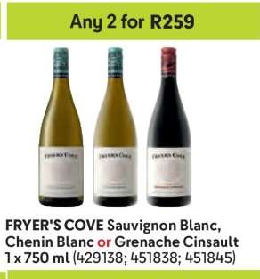 FRYER'S COVE Sauvignon Blanc, Chenin Blanc or Grenache Cinsault