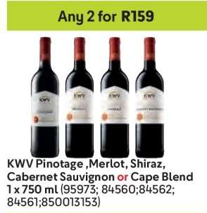 KWV Pinotage, Merlot, Shiraz, Cabernet Sauvignon or Cape Blend
