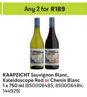 KAAPZICHT Sauvignon Blanc, Kaleidoscope Red or Chenin Blanc