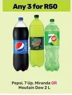 Pepsi, 7 Up, Miranda OR Mountain Dew 2 L