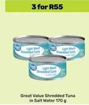 Great Value Shredded Tuna in Salt Water 170 g