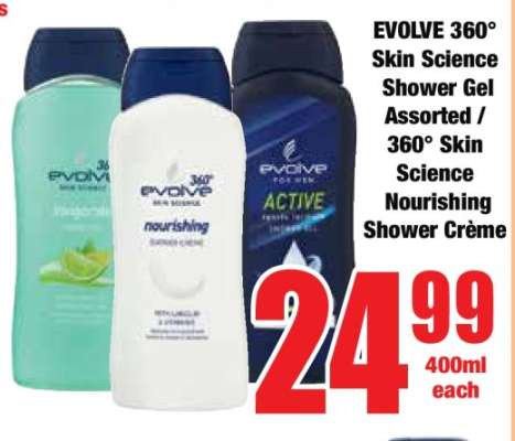 EVOLVE 360° Skin Science Shower Gel Assorted / 360° Skin Science Nourishing Shower Crème