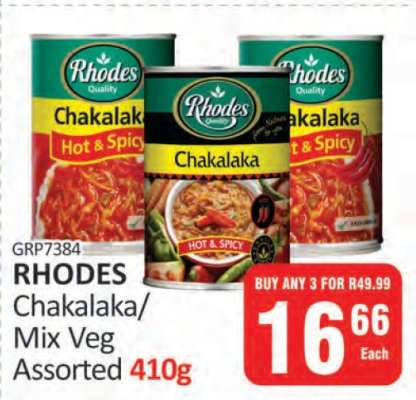 RHODES Chakalaka/Mix Veg Assorted 410g