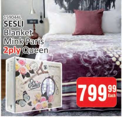 SESLI Blanket Mink Paris 2ply Queen