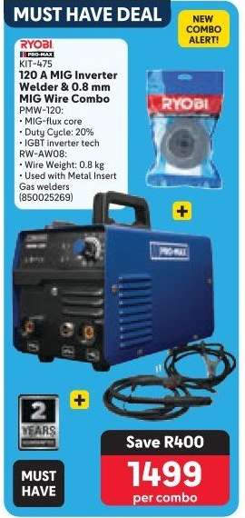 120 A MIG Inverter Welder & 0.8 mm MIG Wire Combo