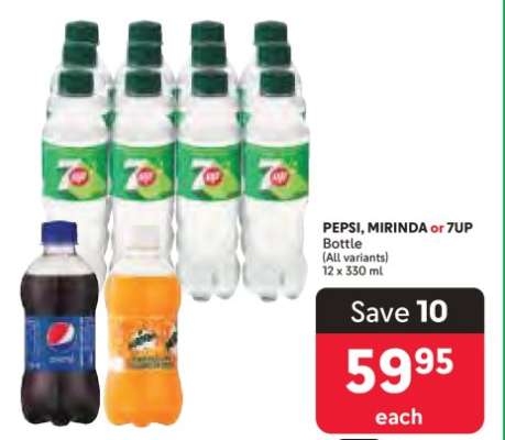 PEPSI, MIRINDA or 7UP