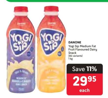 DANONE Yogi Sip Medium Fat Fruit Flavoured Dairy Snack