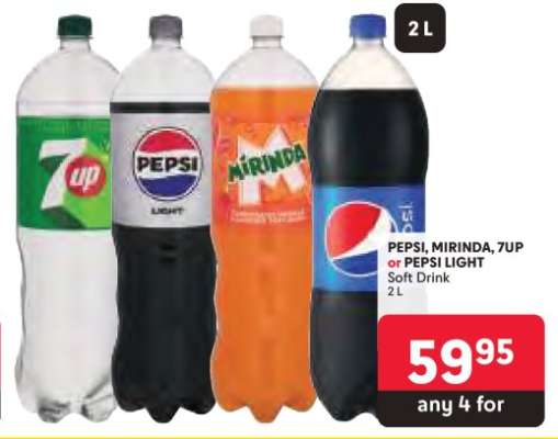 PEPSI, MIRINDA, 7UP or PEPSI LIGHT