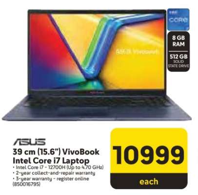 ASUS 39 cm (15.6”) VivoBook Intel Core i7 Laptop