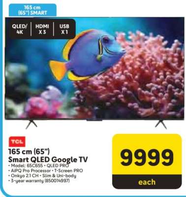 TCL 165 cm (65”) Smart QLED Google TV
