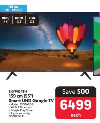 SKYWORTH 139 cm (55”) Smart UHD Google TV