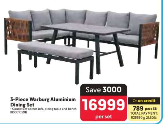 3-Piece Warburg Aluminium Dining Set