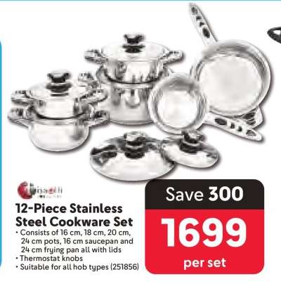 12-Piece Stainless Steel Cookware Set