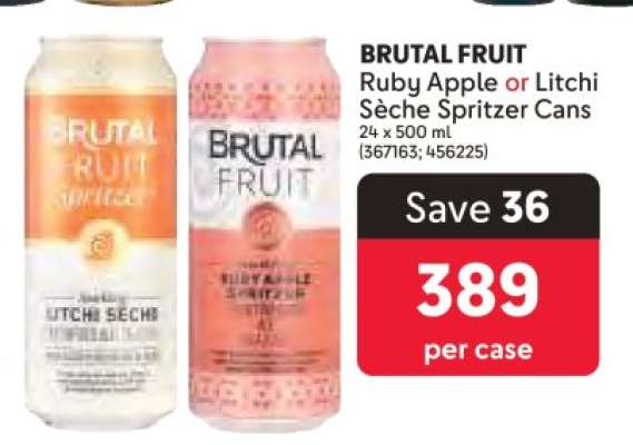 BRUTAL FRUIT Ruby Apple or Litchi Sèche Spritzer Cans