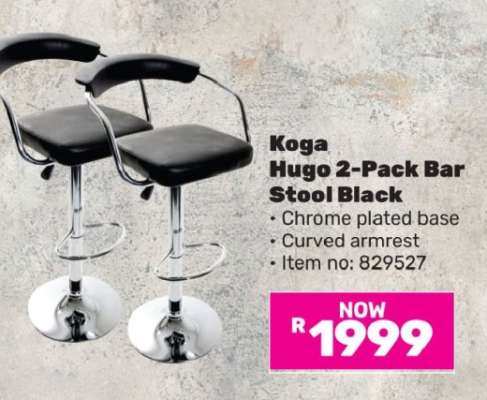 Koga Hugo 2-Pack Bar Stool Black
